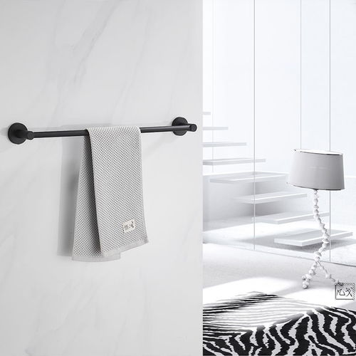 免打孔黑色不銹鋼毛巾架衛生間浴室毛巾桿拖靯掛架廚房置物架促銷